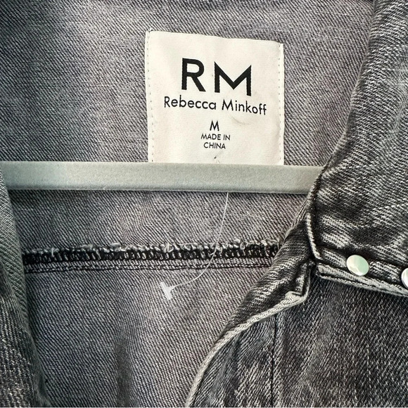 Rebecca Minkoff NWOT Riveted Crop Denim Jacket MEDIUM Charcoal Gray - Picture 7 of 7